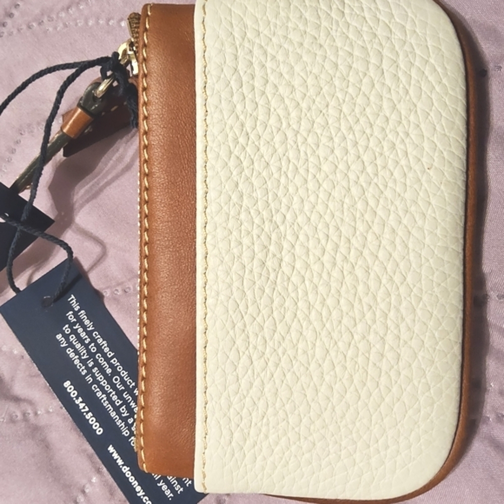 Dooney & Bourke White and Tan Clutch with Leather Trim. - Picture 3 of 5